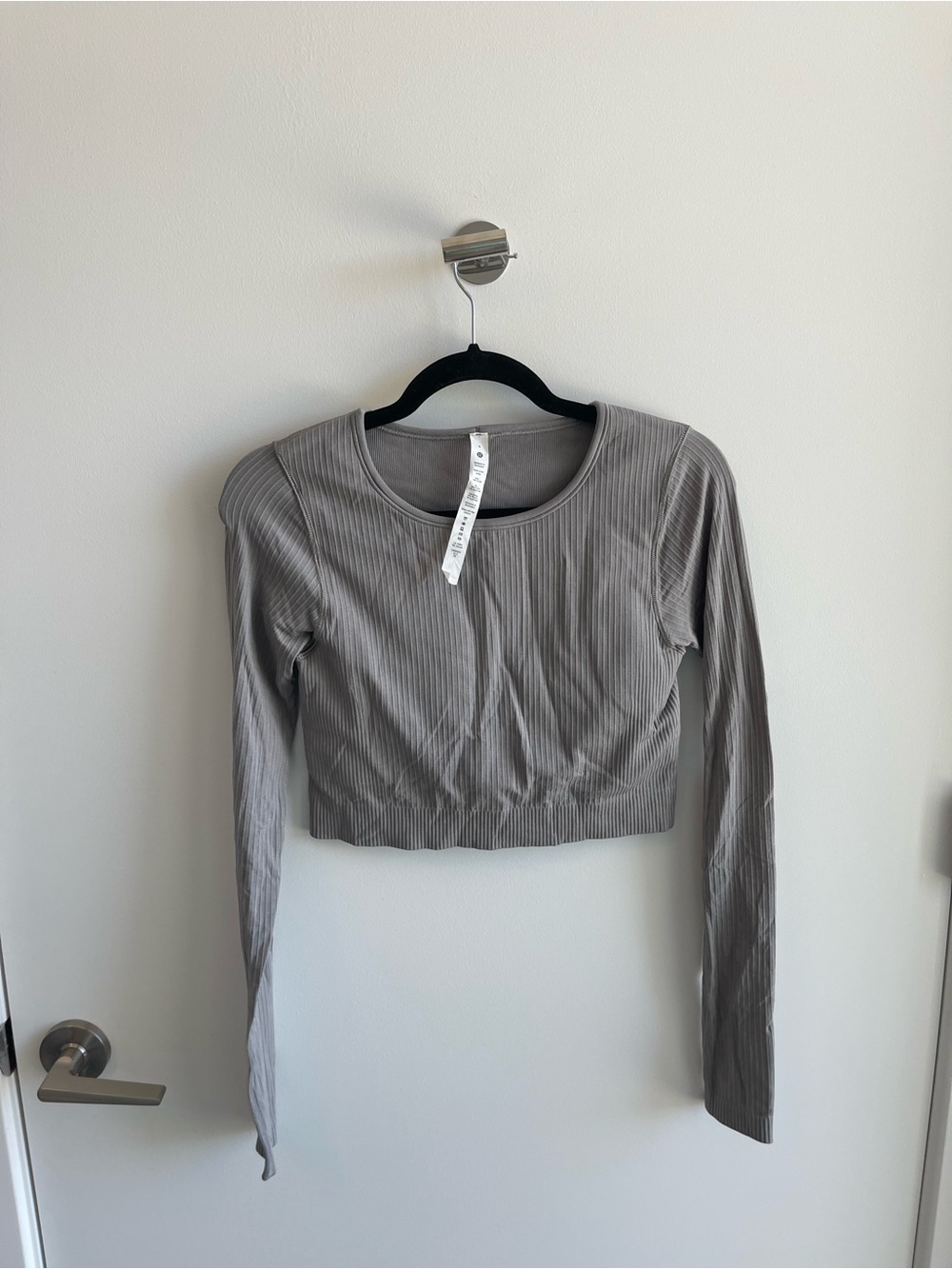 Lululemon Ribbed Long-Sleeve Crop Top - Gray